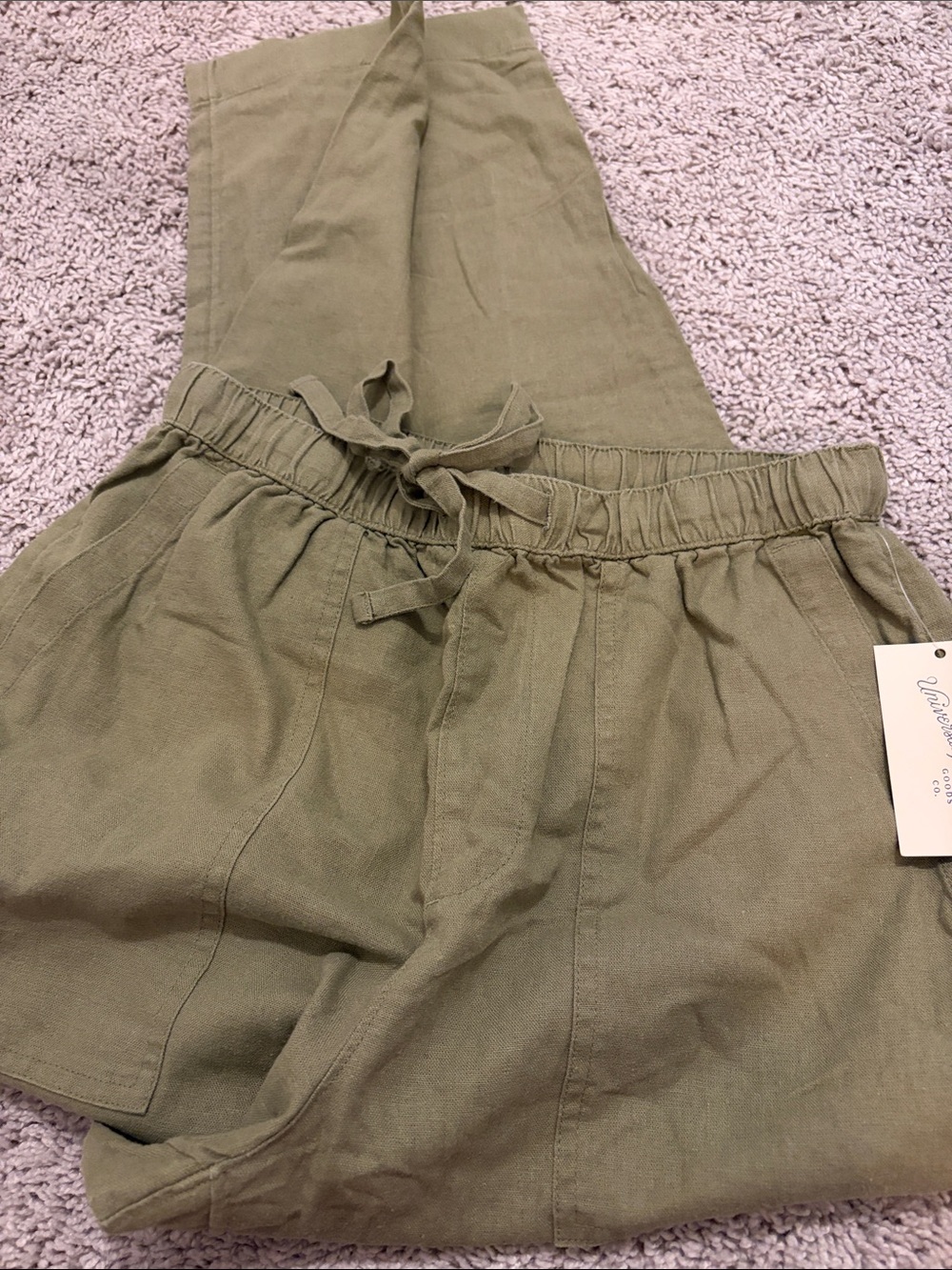 High-Rise Straight Leg Pull-On Pants - Olive Green S - Picture 3 of 3